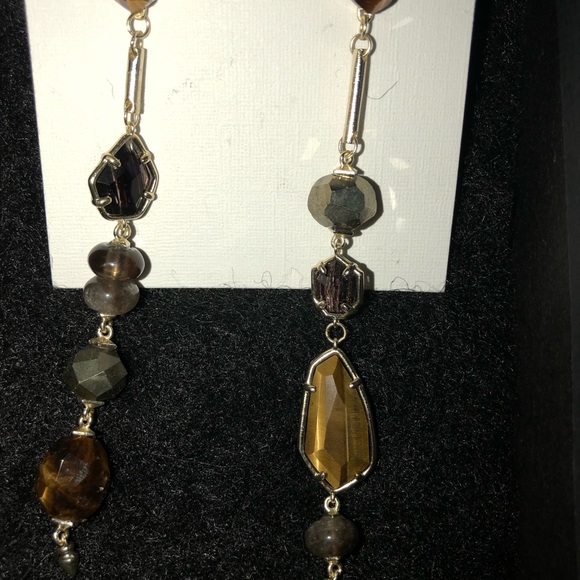 Kendra Scott tiger eye hematite dangle earrings - Picture 5 of 5